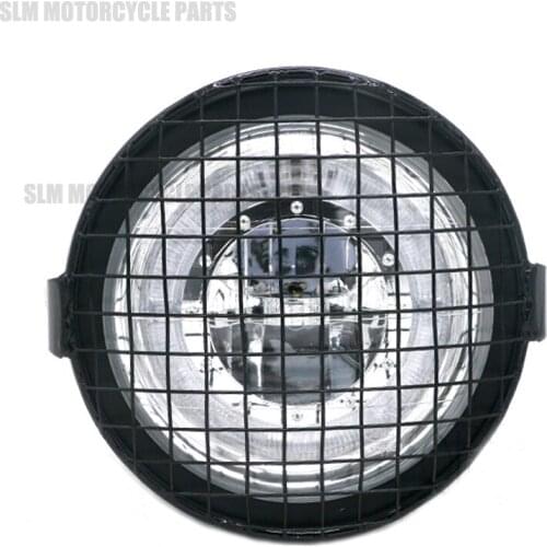 NEW Motorcycle Retro Black Metal Grid 35W Halogen Front Headlight Lamp Kit Fits For CG125 GN125 Harley Cafe Racer Honda