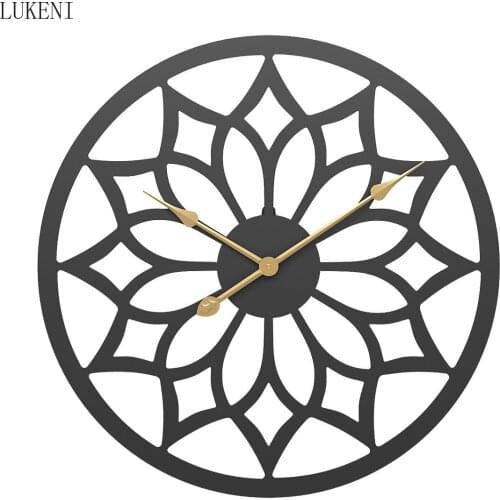 New Simple Round Wall Clock Bedroom Home Living Room American Metal Wall Clock Hollow Iron Wall Clock