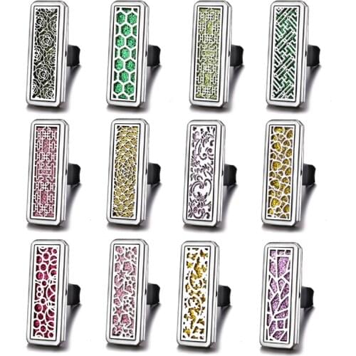 New Aromatherapy Car Air Vent Freshener Stainless Steel Essential Oil Diffuser Perfume Locket Car Pendant Flower Air Outlet Clip