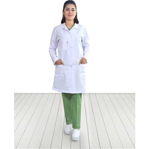 Nur Orthopedics Classic Collar Unisex White Straight Long Apron