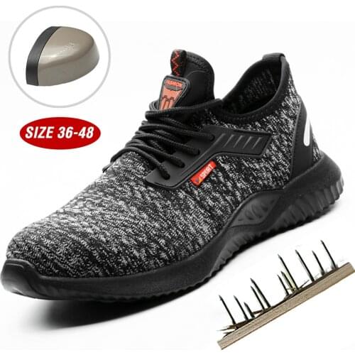 Autumn Safety Shoes Steel Toe Men Women Fashion Anti-smashing Mens Work Shoes Black Breathable Comfortable Sports Shoe Sneakers