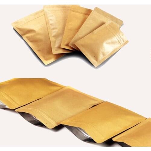 10pcs Kraft Paper Zip Lock Pouch with Aluminum Foil Food Tea Packaging Bag Snack Coffee Storage Bag Resealable Zipper bag