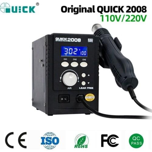 QUICK 2008 ESD Digital Display Heat Gun 110V 220V Welding Rework Soldering Station For iPhone Samsung Mainboard BGA Maintenance
