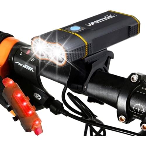 1000 LM Rechargeable Handlebar Bike Light 2X XM-L2 LED Front Bicycle Headlight with Built-in 6000 mAh Battery +Mount +Taillight