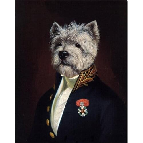 Dogs Portrait Oil Paintings The Officers Mess Thierry Poncelet Hand Painted Canvas Art For Living Room Bedroom Wall Decor Gift