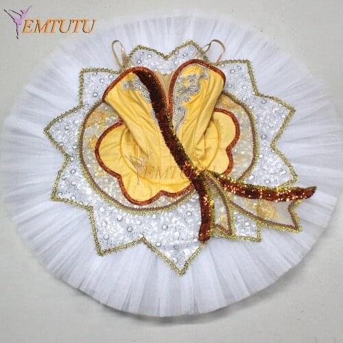 Adult professional ballet tutu peach yellow women ballet stage costume classical ballet tutus performance pancake tutu Ballet