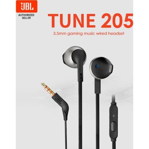 JBL TUNE 205 Wired Headphones T205 Subwoofer Earbuds Game Music Sport 3.5mm Earphone With Microphone For iPhone Android Computer
