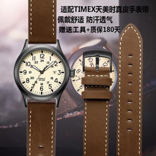 Watch Strap for Timex Mens Genuine Leather Watch Band T49905 T49963 T49953 Series Mens Cattle Leather Watch Strap 20mm