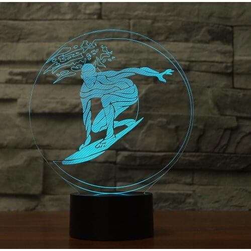 [Seven Neon]Surf Surfing Acrylic 7Colors Desk Lamp Spot Child Gift 3D Lamp Novelty Gift Led Night Light Millennium Falcon Light