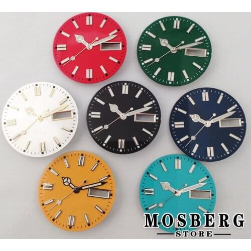 29mm Sterile Accessories Luminous Watch Dial Watch Hands With Date Window For NH36 NH36A Movement