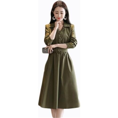 Windbreaker female long section Korean version spring and autumn 2018 harbor wind jacket female spring and autumn Thin dressD856
