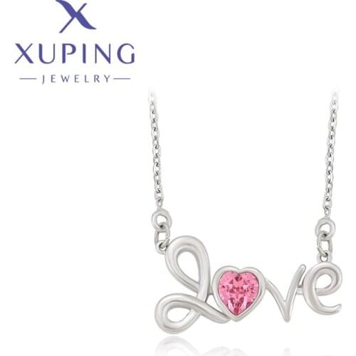 Xuping Jewelry Lovely Heart Shape Crystals Necklace for Women Romantic Valentines Day Gift 40445