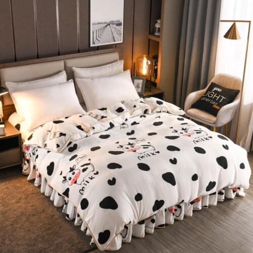 Winter 1PCS Double-Sided Thickened Warm Velvet Quilt Cover Home Decor Cartoon Coral Fleece Duvet Cover King Size