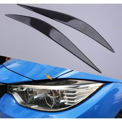 2Pcs Carbon Fiber Headlight Eyebrows Eye Lid Cover Moulding Trims Car fit for BMW 4 Series F32 F33 F36 M3 F80 M4