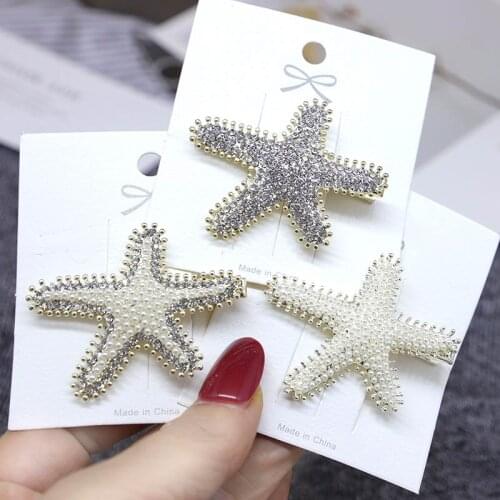 2021 Korean New Sweet Starfish Simulated Pearl Hairpins Hair Clips For Women Girls Fashion Hair Accessories Grips Gifts