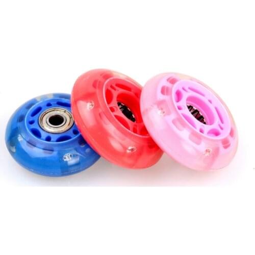 4 Pieces 70mm Flashing Roller Wheel Inline skates wheels PU Freestyle LED Sliding Skating Wheel + Magnet Core + Skating Bearing