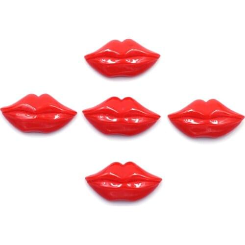 5Pcs Red Resin Lips Beads Decoration Crafts Flatback Cabochon Embellishments Scrapbooking Fit Jewelry Carft Diy Accessories