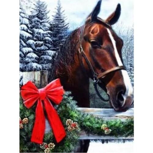 5D DIY Animal New Year "Horse" Embroidery Cross Stitch Diamond Painting Mosaic Rhinestone Home Decoration Wall Stickers FC545