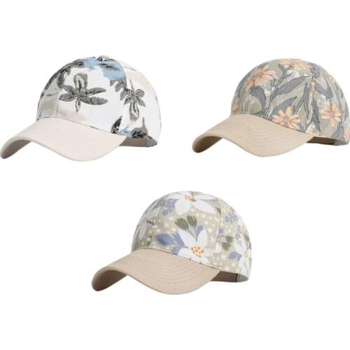 Unisex Summer Floral Leaves Printed Baseball Cap Boho Adjustable Snapback Hat LX9E