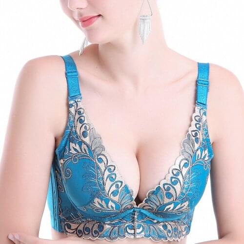 Women Push Up Bra One-piece Seamless Mozhini Three Quarters(3/4 Cup) Sexy Underwire Embroidery Print Bras Plus Size Push Up Bras