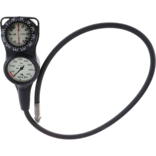CE Approved Diving Console Scuba Dive Pressure Gauge Check Compass w/ Hose
