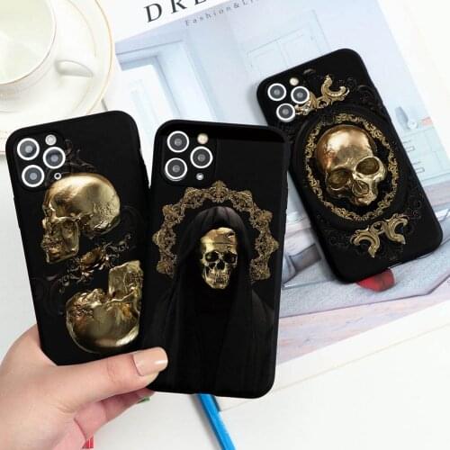 Skull Skeleton Cool Black Phone Case For iPhone XS 11 13 12 Mini Pro Max X XR SE 2020 For iphone 7 Plus 6 6S 7 8 Plus 5 TPU Case