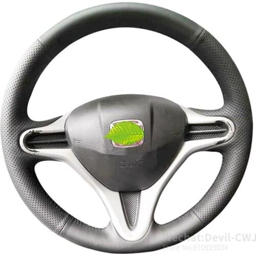 For Honda City 2nd-Gen Fit steering wheel cover Civic Alcantara Leather hand-stitch grip cover 2008 2009 2011-2014 Auto Interior