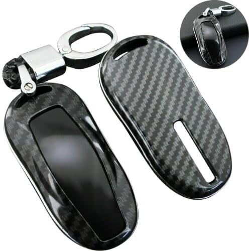 New ABS Carbon Fibe Car Remote Key Full Cover Case Shell For Tesla Model 3 Model S Model X Car Smart Key Accessories Holder Fob