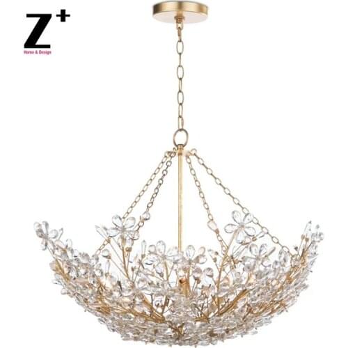 Cheshire 6-Lights Bowl Pendant Flower Floral K9 Glass Pendant Light