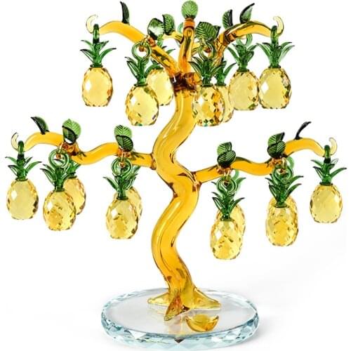 Crystal Pineapple Tree Lucky Feng Shui Wheel Wine Cabinet Bookshelf Living Room Decoration Ornaments Opening Wedding Gifts Craft