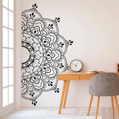 Half Mandala Wall Decal Headboard Master Bedroom Home Living Room Boho Bohemian Decor Yoga Studio Namaste Ornament Wall Sticker