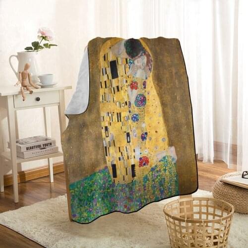 HEARMNY Gustav Klimt Art Gold Nap Blanket Super Soft Warm Microfiber Fabric Blanket For Couch Throw Travel Adult Blanket