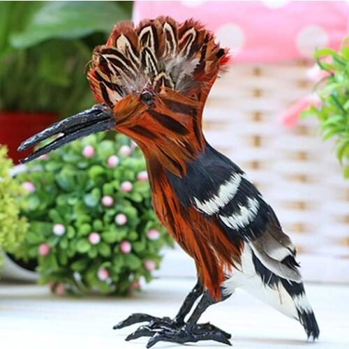 Simulation Decorative Fake Hoopoe Artificial Real Feather Birds,Bird Ornaments Home Decor,DIY crafts Party Supplies,12*6*16CM