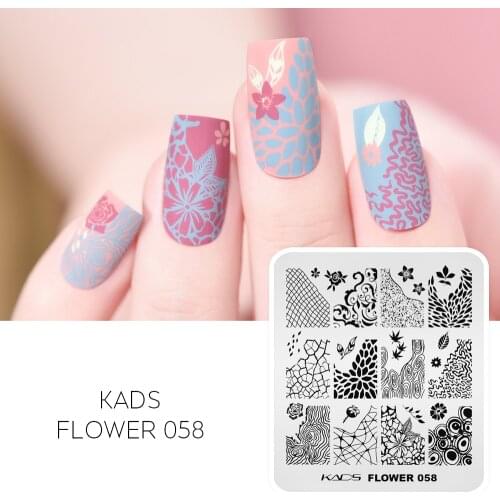 KADS Nails Stamping Plates Flower 058 Creativity Shading Pattern Stamping Plate Stencil Accessories Tools With Stamp Template