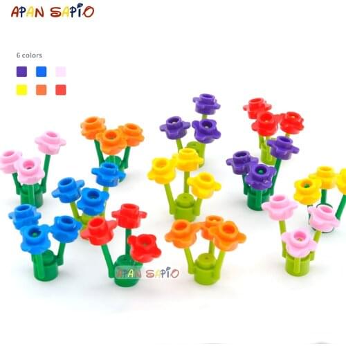 DIY Blocks Building Bricks Flowers and grass Educational Assemblage Construction Toys for Children Size Compatible With Brand
