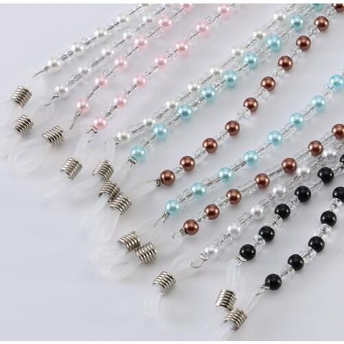 Fashion Acrylic Crystal Glasses Neck Strap Chain Acrylic Crystal Black Beads Eyeglasses Necklace Metal Sunglasses Cord Lanyard