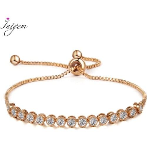 S925 Silver Fashion Bracelets Box Chain Round Zircon Fine Bracelet Adjustable Girls Hand Party Wedding Engagement Jewelry Gift