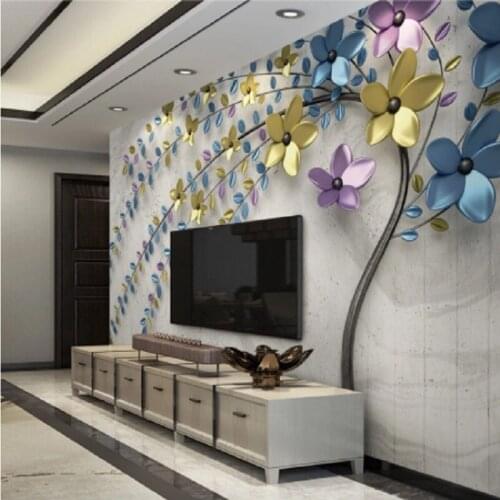 Bacaz 3D embossed flower branc 3d Photo Wallpaper Mural for Living Room TV Background 3d Wall Mural Wallpaper Stickers