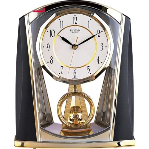 RHYTHM 6INCH NEEDLE DESK CLOCK SILENT QUARTZ MOVEMENT TABLE CLOCK CRYSTAL SLOW SWING PENDULUM FOR LIVING ROOM BEDROOM OFFICE