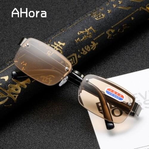 Ahora Crystal Glass Clear Lens Reading Glasses For Prebyopia Retro Metal Half Frame Spectacles Eyeglasses Men Women Business