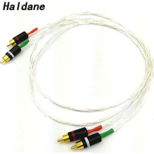 Haldane 8AG Single Crystal Silver Audio Cable HIFI RCA Interconnect Cable with Gold plated RCA plug for Amplifier CD player