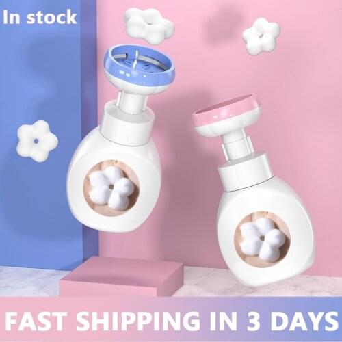300ml Flower Liquid Soap Dispenser Flower Shape Stamp Handsoup Bottle Floral Foam Hand Soap Pump Floret Bubbler Plastic Pressing