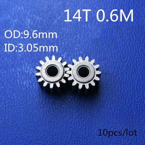 RC Model Metal Pinion Gear 0.6M 3.05mm (hole diameter) 14T 14 Teeth Small Motor Gears Diameter 9.6mm