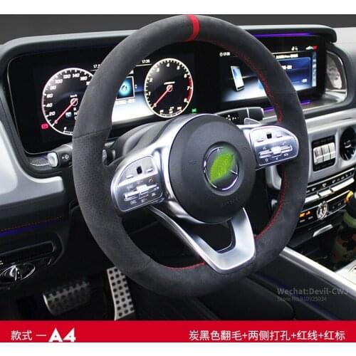 Real Alcantara steering wheel cover for Benz A C E Class GLA GLB GLC GLS GLE B GLK hand-stitch suede grip Auto parts interior