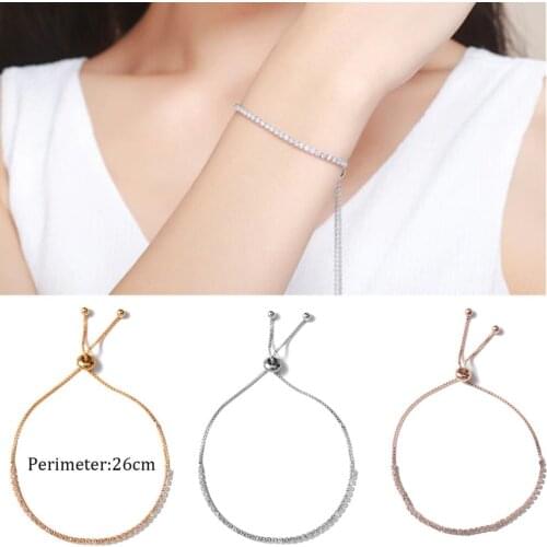 Adjustable Tennis Bracelet Silver Bangle Rhinestone Zirconia Crystals Gift