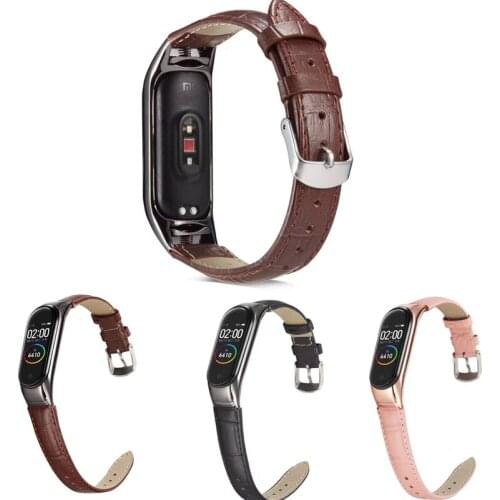 Hot sale For Xiaomi MiBand 4 strap Crocodile leather band Wristband Strap Wrist for Miband5 6 leather belt