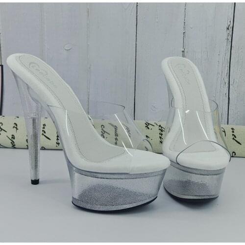Leecabe 15CM/6Inch Clear Womens Platform Sandals party High Heels Shoes Pole Dancing Shoes