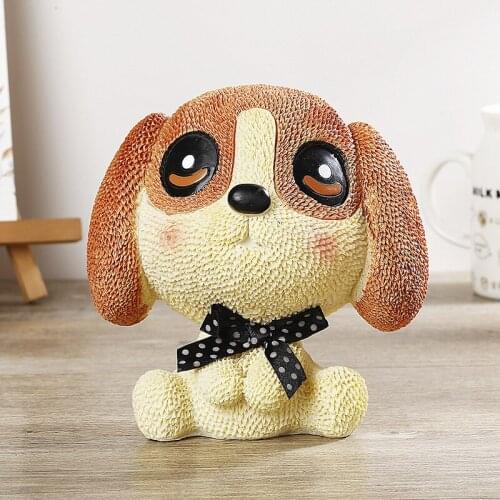 Lucky Dog Cartoon Big Head Dog Preservation Bank Drum Cute Accessible Resin Handicraft Savings Bank Piggy Lovely Friend Gifts