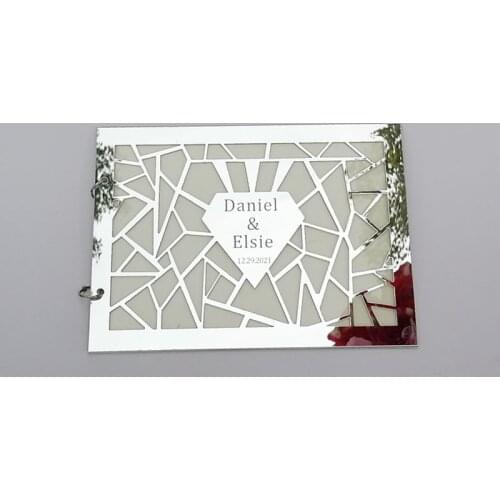 Silver B5 Horizontal Wedding Custom Signature Guest Book Acrylic Mirror White Blank Personalized Books Party Favors Bride Gifts