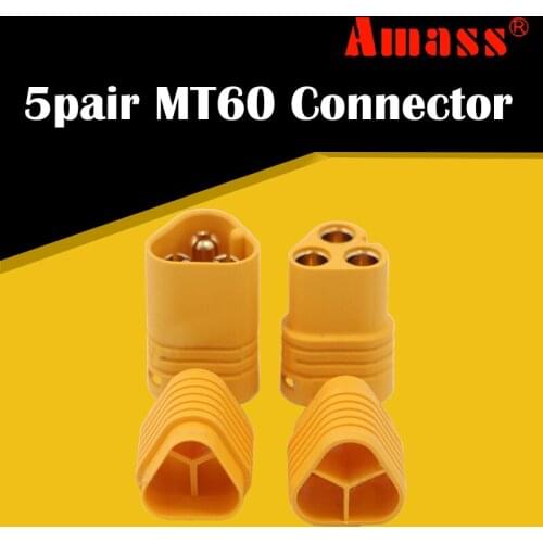 Amass MT60 Motor Plug Connector Set for RC Multicopter Quadcopter Airplane 5 pair MT60 connector with sheath